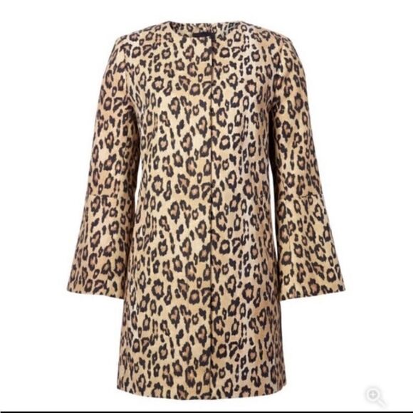 Banana Republic Leopard Cotton Linen Blend Bell Sleeved Coat - Picture 2 of 13